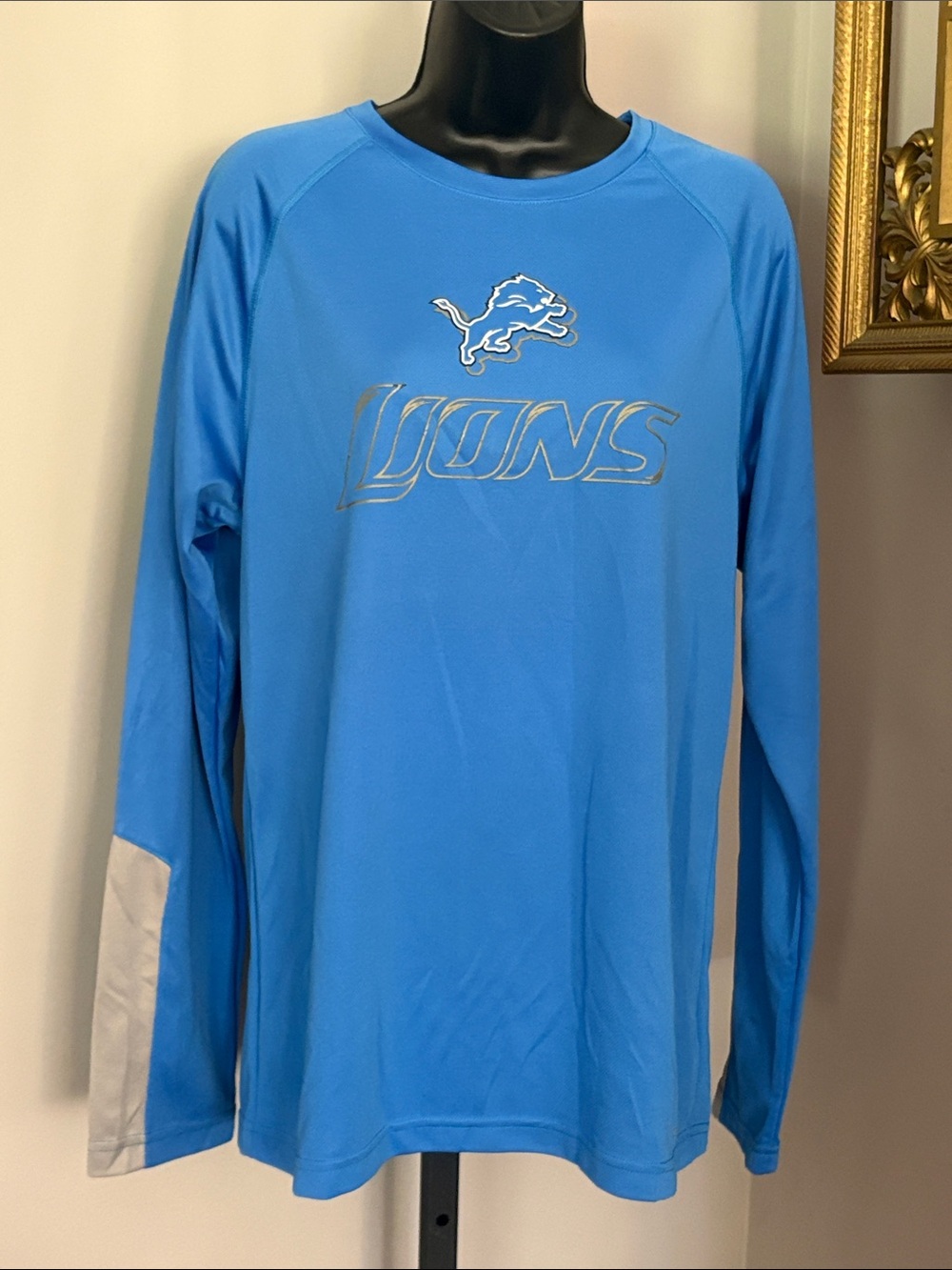 Detroit Lions NFL Majestic Medium Blue Coolbase Athletic Long Sleeve Team Tee